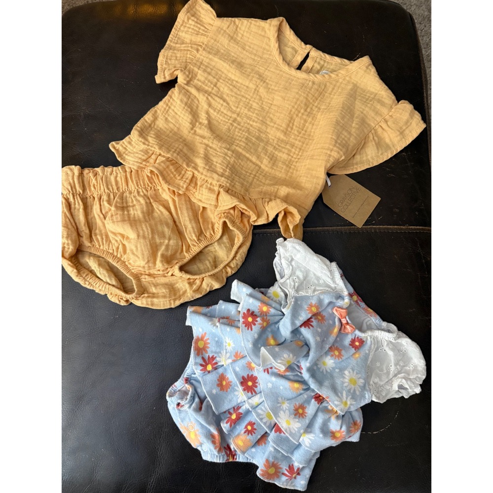 Grayson Collective Muslin Set and Little Beginnings Floral Romper 3-6M Lot